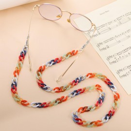 Dreamtimes Glasses Chain Holder Cord Acrylic Sunglasses Holder Glasses Holder Neck Strap for Women Girls Men, orange coloured