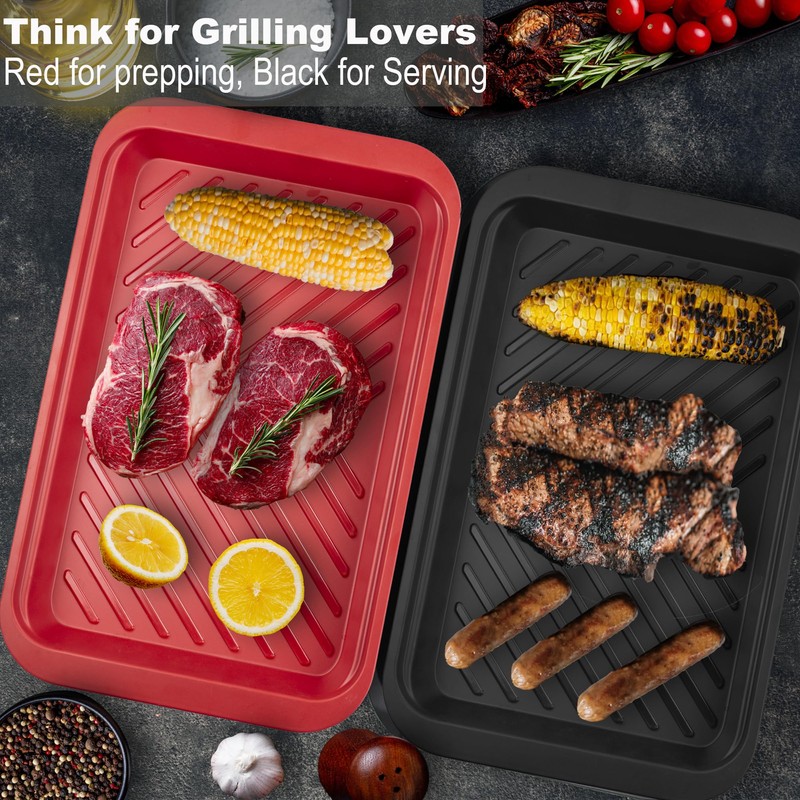 Czlizdyt Deep Grilling Prep and Serve Trays with lid, BBQ