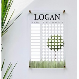 Large Clear Acrylic Chore Chart for wall | Dry-Erase Message White Board Calendar Wall Mounted Office Home Family Organization Tools Must Haves School Kids Adult Mom Teen Monthly Weekly ADHD Tools