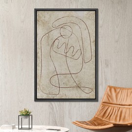 SIGNWIN Framed Canvas Print Wall Art 1960s Vintage Mid-Century Swirl Collage Abstract Shape Illustrations Minimalism Decorative Boho Multicolor Retro for Living Room, Bedroom, Office - 24"x36" Black