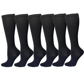 6 Pairs Compression Socks for Women and Men, 15-20 mmHg Compression Stockings for Swelling, Hiking, Running, Sport, Travel (6 Black, Small-Medium)