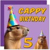 5th Capybara Birthday Card - Cappy Birthday - 5 Year