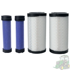 M113621 M123378 Air Filter Kit Fit for John Deere 1023E 1026R 1200 1720 1725 2030A 2210 2500,for Donaldson P822686 for Fleetguard AF25550 for Kawasaki 11013-1290 11013-7029 11013-7048 (set of 2)