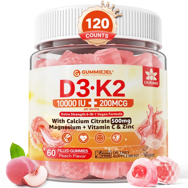 Vitamin D3 K2 Filled Gummies 5000IU / 10,000 IU with
