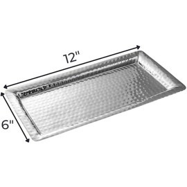 Monarch Abode Decorative Tray – 12-Inch Hand Hammered Nickel Finish Metal Bathroom Tray Countertop, Vanity Trays Organizer, Perfume Plate for Dresser, Kitchen Countertop Small Fruit Platter