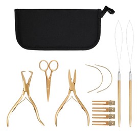 GlamorDove Hair Extension Tool Kit Stainless Steel Pliers Microlink Tool Set Opener Pliers Oxford Cloth Bag Hair Loop Tool Weft Extensions Hairdressing Styling Salon Accessories