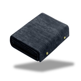 Folieno Men's Bi-fold Wallet, Genuine Leather, Large Capacity, Free Name Engraving, Italian Nume Leather, Japanese Pattern, YKK Box Type, Coin Purse, Green, Navy, Red, Navy (box type) (There may be