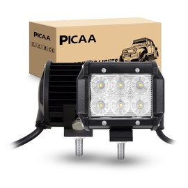 PICAA LED Work Light 12 V 24 V, 2 x 4 Inch 18 W Flood LED Work Light, Offroad LED Light Bar, 6000 K LED Additional Headlight, Three Rows LED Work Light for SUV Offroad ATV UTV Tractor 4 x 4