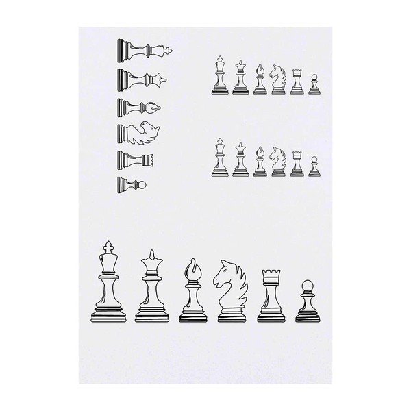 Azeeda 4 x 'Schachfiguren' Temporäre Tattoos - Wasserfest, Hautfreundlich &