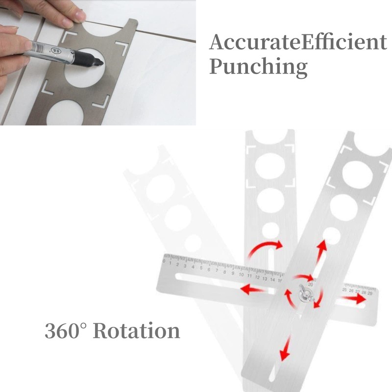 Tile Hole Locator, Adjustable Stainless Steel Floor Drilling Guide Finder