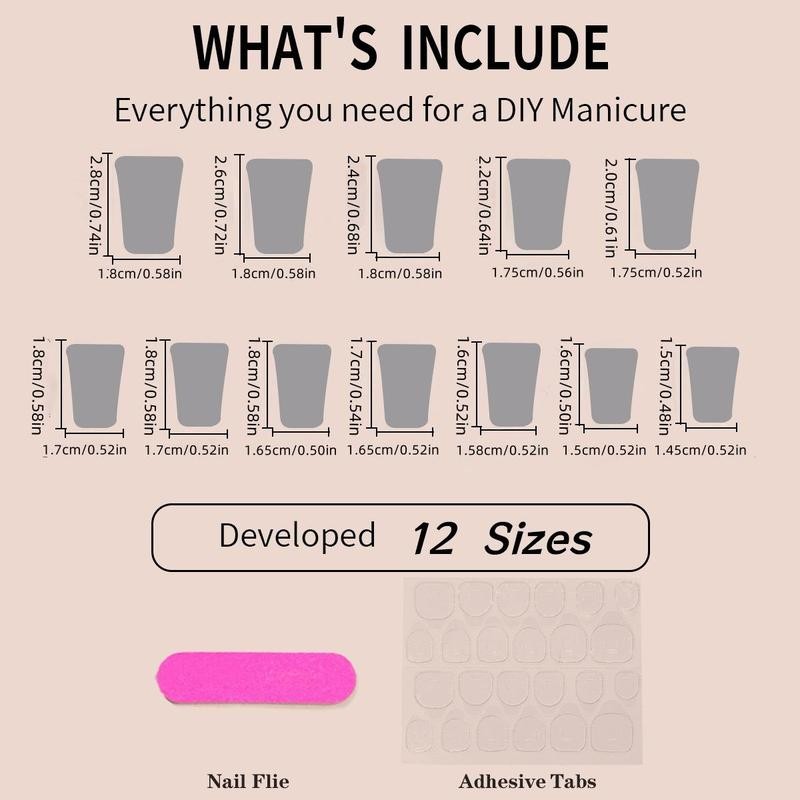 Glossy Fake Toenails & Nails with Nail File & Sticker,