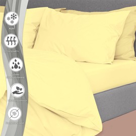 Pizuna Luxury Soft Satin Pack of 2 Pillowcases 70 x 90 cm Mild Yellow, 600 Thread Count Cotton Pillowcases, 100% Long Stack Cotton Pillowcase (Mild Yellow, 70 x 90 cm)