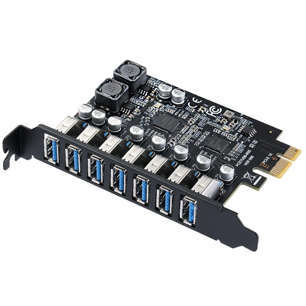 MZHOU 7 Port PCI Express Expansion Card, USB 3.0 7 Port Front Expansion Card, Connect 7 Devices Expanded