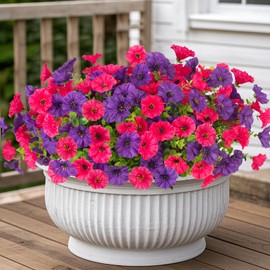 ADXORA 10 Bundles Morning Glory Artificial Flowers for Outdoor Decoration UV Resistant Fake Plastic Plants Artificial Greenery for Indoor Outdoor Garden Patio Window Box Home Decor