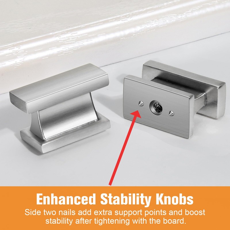 VEHCIL 10 Pack Square Cabinet Knobs Brushed Nickel, Single Hole