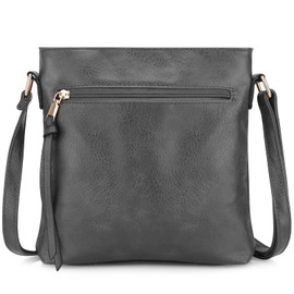 dobsechs Umhängetasche aus weichem PU-Leder für Damen, Crossbody-Tasche mit mehreren Taschen, verstellbarer Riemen, perfekt für den täglichen Gebrauch, PU A270-grau