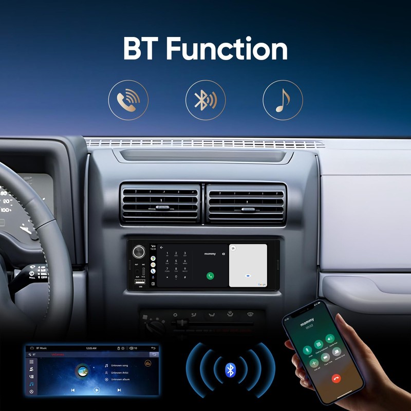 Single Din Car Stereo Linux System, 6.36 Inch CarPlay &