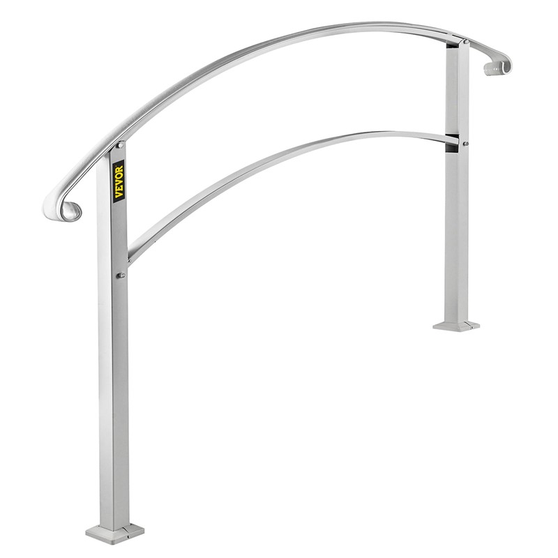 VEVOR Handrail for Outdoor Steps, 2-3 Steps White Arch#1, Adjustable