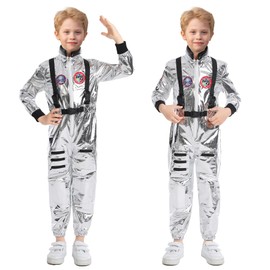 UWXOZO Astronaut Costume Children's Space Costume for Children Girls Fancy Dress Carnival Costumes Boys Silver Space Costume Onesie UX014XL