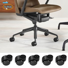 2 Inch Black Silent Office Chair Wheels Replacement - Stemless Casters for Furniture, 5PCS/Pack