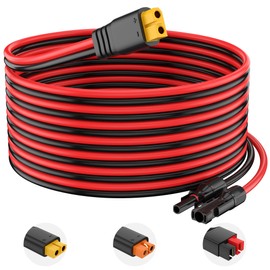 Solar to XT60 Charge Extension Cable 12AWG 30FT XT60 Solar Cable Solar Connector to XT60 Adapter Cable for Solar Panel to Portable Power Station Solar Generator Battery Pack