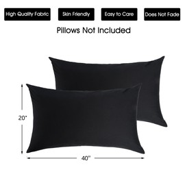 Cotton Pillow Protectors/Cases King Size with Zipper 2 Pack Black Color,Cooling & Breathable Bed Pillow Protectors Set of 2 Pillow Cases Cover (King Size 20" x 40")
