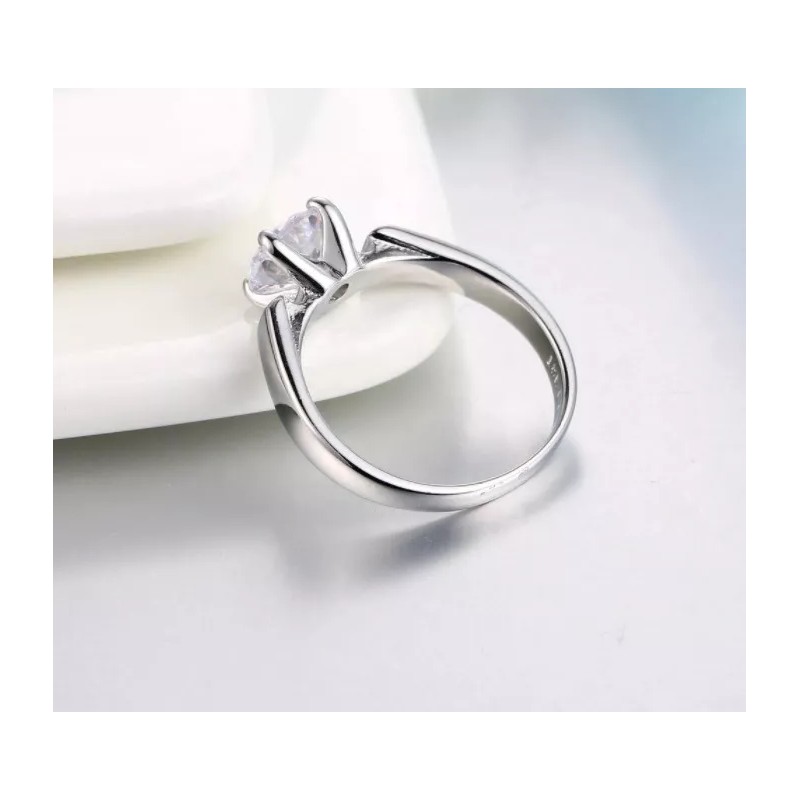 Camimi Anillo Compromiso Plata Gran Calidad Chapado En Oro Blanco