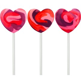 Fruidles Pink Swirl Lollipop Heart Design, Party Bag Fillers, Individually Wrapped (24-Pack)