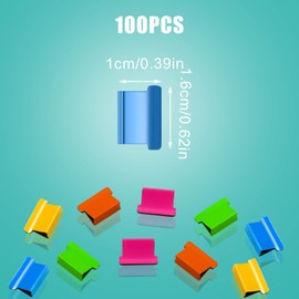 KINBOM Pack of 100 Clam Clips, Binder Clips, Binder Clips, Work with Staple Dispenser for Attaching Loose Leaf Paper, Desk, Office, School (Colourful)