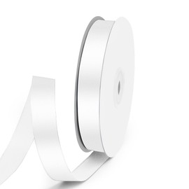 Quhora 5/8" x 50 Yards Satin Ribbon - White Silk Ribbon with Spool - Ideal for Gift Wrapping, Floral Bouquets, Crafts, Wedding Party Decorations, Christmas and Sewing Projects