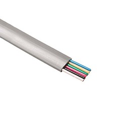 Flat Modular Cable Cord 6 Conductor Stranded Copper 26 AWG 50' FT Roll RJ12 Gray Telephone CAT3 Wire Silver Satin 6C RJ-12 Phone Wire