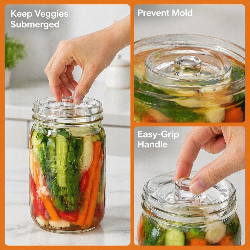 2 Pack Glass Fermentation Weights, 7cm Wide Mouth for Fermenting