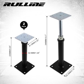 RULLINE 4-Pack Adjustable House Floor Jacks, 9.5-13.5 Inch Mini Screw Jacks for Lifting and Leveling, Heavy-Duty Support Posts for Floors, Decks, and Crawl Spaces