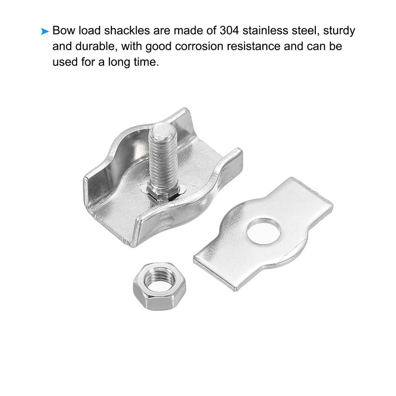 PATIKIL 5/32" / 4mm Simplex Bolt Wire Rope Clip, 8Pcs