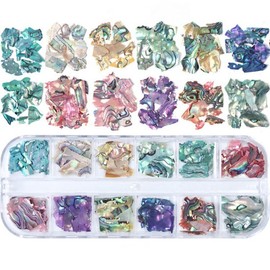 Glitter Abalone Shell Flakes for Nail Art Decoration Seashell Nail Art Slices 3D Irregular Nail Art Sequins Colorful Manicure Mermaid Slices DIY Paillette Accessories