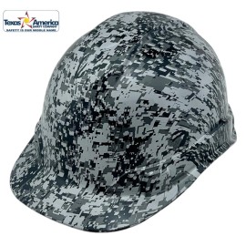 Texas America Safety Company Digital Camo Hydro Dipped Cap Style Hard Hat with Ratchet Suspension - 6PT with Protective Edge