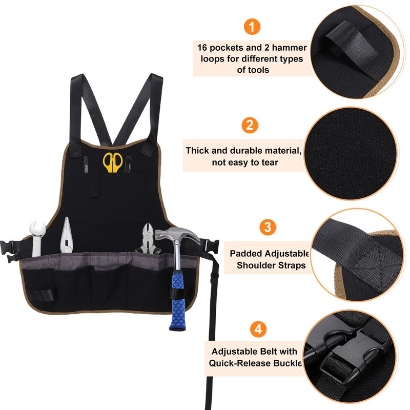 sourcing map Canvas Work Tool Apron 22.8"x22" Adjustable Belt Workshop