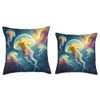 Fantasy Steampunk Jellyfish Sea Throw Pillow