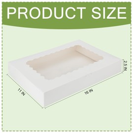 KGVZPT 10-Pack 16x11x2.5 Inches Cookie Boxes with Window,White Bakery Boxes Auto-Popup Cake Boxes,Muffins,Cookies Boxes with PVC Window Hold 12 Donuts