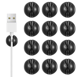 Bewudy 12PCS Holder Cable Clips, Cord Holder for Nightstand Adhesive Cord Organizer Charger Holders Data Cable Holders for Nightstand Desk Office or Mouse Wire Management