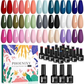 PHOENIXY - Juego de 24 esmaltes de uñas en gel, primavera, 21 colores, 8 ml, con base brillante mate                                                  