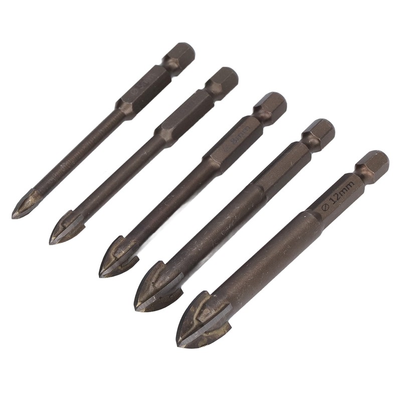5Pcs Cross Hex Drill Bit Carbide Glass Drills Bits Concrete