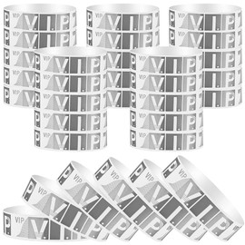 CREATCABIN 100Pcs VIP Armbands Event Bracelets Bulk Waterproof Lightweight Paper Wristbands Badges Event Admission Identification Arm Hand Labels Indexes for Events Party Clubs Concert Music Silver