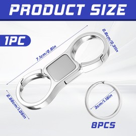 TIESOME Keychain Quick Release Key Ring, Heavy Duty Key Organizer Key Chain with 8 Detachable Key Rings for Men and Women, Zinc Alloy Key Holder for Car Keys, Silver