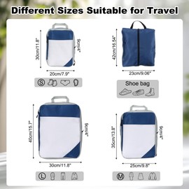 uxcell 4Pcs Compression Packing Cube for Travel, See Through Mesh Waterproof Nylon Luggage Organizer Bags Lightweight Compression Cube for Outdoor Carry on Suitcases Backpack, Navy Blue