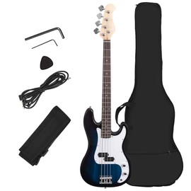 Costzon Costzon Full Size Electric 4 String Bass Guitar for Beginner Starter Complete Kit, Rose Fingerboard and Bridge, w/Two Pickups & Two Tone Control, Guitar Bag, Strap, Guitar Pick, Amp Cord (Blue Bass)