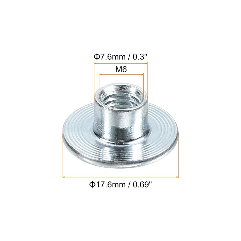 sourcing map M6 T-nuts, 24pcs Carbon Steel Tee Nut Round