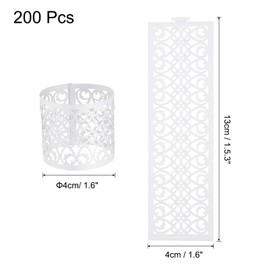 sourcing map 200Pcs Napkin Rings Laser Cut Foil Paper, Napkin Holder Hollow Napkin Bands for Weddings Party Serviette Table Decoration Restaurant (White, 5.3 x 1.6")