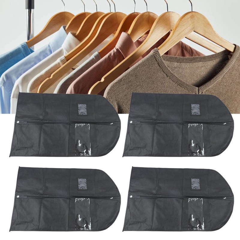 4pcs Garment Bags Waterproof Dustproof Thickened Suit Bag with Transparent