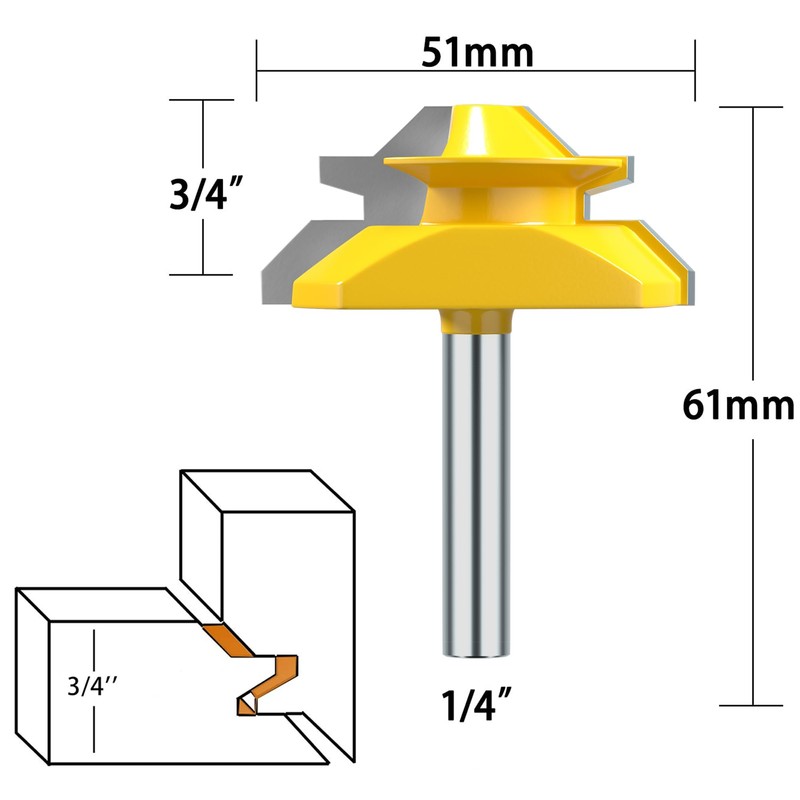 1/4" Shank 45 Degree Lock Miter Router Bit Joint Router
